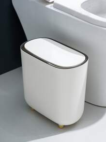 Sleek & Modern Press-Top Bathroom Trash Can | Large, Odor-Free, No Electricity Needed – Perfect For Any Home - White - View 1