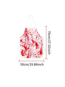 1入組派對角色扮演道具血跡圍裙搞笑惡作劇屠夫圍裙血手印圍裙 - 紅白色 - 查看 3