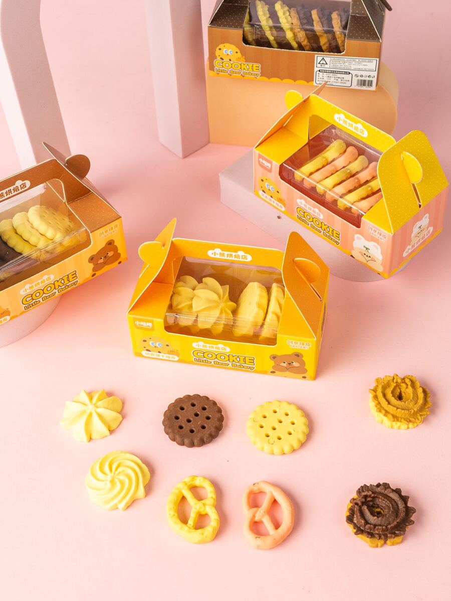 可愛卡通模擬甜品餅乾橡皮,隨機1盒(6入組) - 彩色 - 查看 1