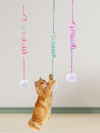 1pc Random Color Suction Cup Spring Ball Cat Toy