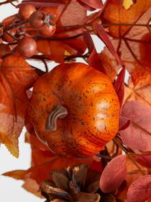 43cm Chất vải lá phong Quả bí ngô Quả tùng Vòng hoa , Thích hợp Đối với Mùa thu Lễ hội Buổi tiệc Đồ trang trí , Nhà  Tường Chiếc lò sưởi Cửa sổ Đồ trang trí - trái cam - Xem 10