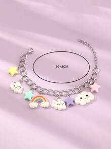 1pc Colorful Rainbow Cloud & Random Star Shape Pendant Necklace/cute Bracelet For Kids Daily Accessory - Multicolor - View 4