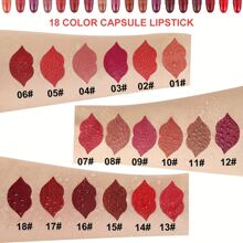 18 piezas mini cápsula mate Lápiz labial Set , de larga duración & altamente pigmentado - Rojo - Ver 4