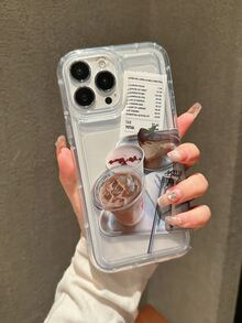Coffee Pattern Clear Phone Case - Multicolor - View 2