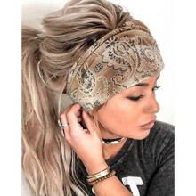 印花女士扭結彈性運動頭帶,繽紛花卉設計,彈性寬頭帶吸濕排汗瑜伽運動髮箍波西米亞風格 - 彩色 - 查看 1