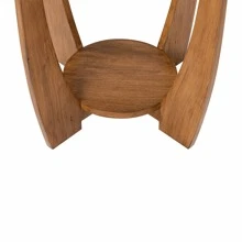COZAYH Rustic Farmhouse End Table With Storage Shelf, French Country Accent Side Table For Family, Dinning Or Living Room, Small Spaces, Modern, Round, Vintage Distressed Finish, Curved Leg - 焦糖棕 - 查看 9