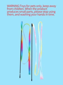 2pcs/set Rainbow Cloth Strip Cat Teaser Wand, Interactive Cat Toy