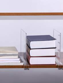 2pcs Multi-functional Transparent Divider For Home Cabinet Book Shelf, Clothes, Bags, Etc. Organizer Clamp Storage Rack - Trong sáng - Xem 2