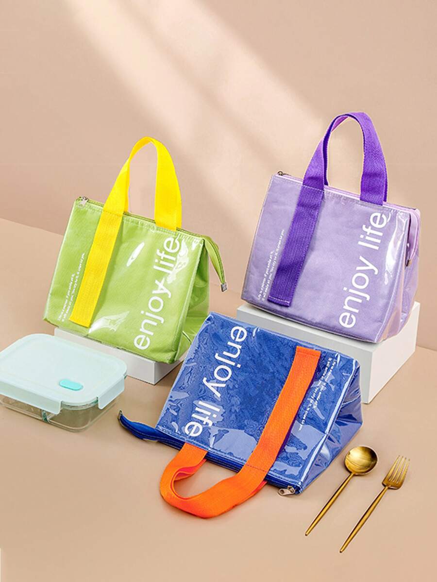 1pc Oxford Cloth & Pu Material Zipper Closure Large Capacity Waterproof, Insulated Cooler Bag With Handle For Outdoor Picnic, Working Lunch BoxChristmas Gift