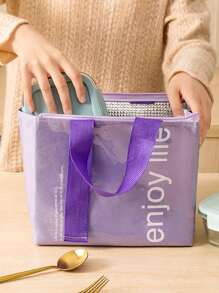 1pc Oxford Cloth & Pu Material Zipper Closure Large Capacity Waterproof, Insulated Cooler Bag With Handle For Outdoor Picnic, Working Lunch BoxChristmas Gift