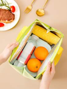 1pc Oxford Cloth & Pu Material Zipper Closure Large Capacity Waterproof, Insulated Cooler Bag With Handle For Outdoor Picnic, Working Lunch BoxChristmas Gift