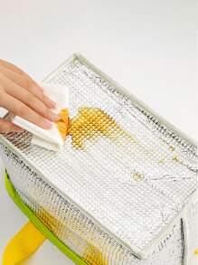 1pc Oxford Cloth & Pu Material Zipper Closure Large Capacity Waterproof, Insulated Cooler Bag With Handle For Outdoor Picnic, Working Lunch BoxChristmas Gift