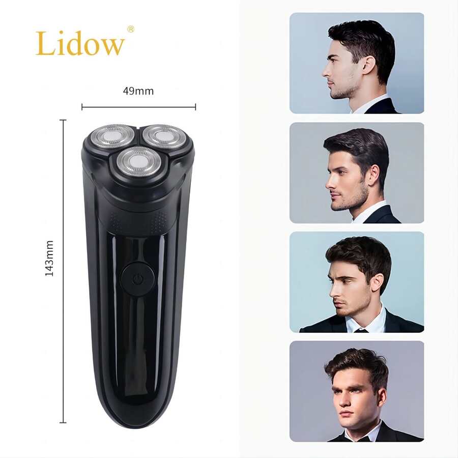 Rechargeable Electric Triple Head Shaver For Men - Black - View 1