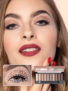 Misslyn 眼影眼线套装，防水，丰盈，可叠加，打造浓密饱满的眉妆，哑光和珠光色调，持久显色，粉质细腻易晕染，自然色彩，质地丰润柔滑，内含眼影刷，情人节礼物，纯素，无动物实验 - 棕色 - 查看 4