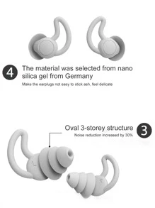 1pair Noise-Proof Earplugs For Sleeping, Anti-Snoring & Studying, Made Of Silicone, Sound Proof, Suitable For Students Living In Dormitories Or Anyone Who Needs A Quiet Environment - Grey - View 6