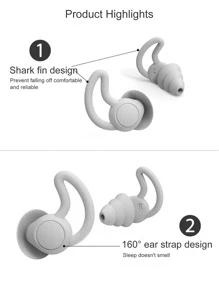 1pair Noise-Proof Earplugs For Sleeping, Anti-Snoring & Studying, Made Of Silicone, Sound Proof, Suitable For Students Living In Dormitories Or Anyone Who Needs A Quiet Environment - Grey - View 5