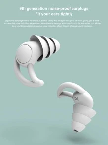 1pair Noise-Proof Earplugs For Sleeping, Anti-Snoring & Studying, Made Of Silicone, Sound Proof, Suitable For Students Living In Dormitories Or Anyone Who Needs A Quiet Environment - Grey - View 1