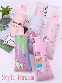 1pc Unicorn Pattern Random Pencil Bag - Multicolor - View 1