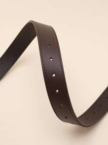 1pc Women's Coffee Color Pu Leather Belt With Silver Buckle And Stitching Details Boho Halloween Summer, School Fall, Autumn, Halloween