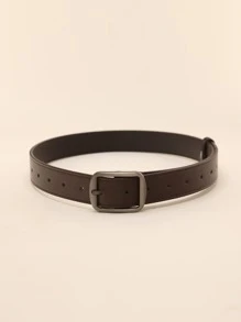 1pc Women's Coffee Color Pu Leather Belt With Silver Buckle And Stitching Details Boho Halloween Summer, School Fall, Autumn, Halloween