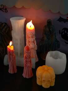 1pc Scary Candle Mold With Ghost Groom Theme For Halloween Party, Aromatic Candles Making, Diy Arts Decoration