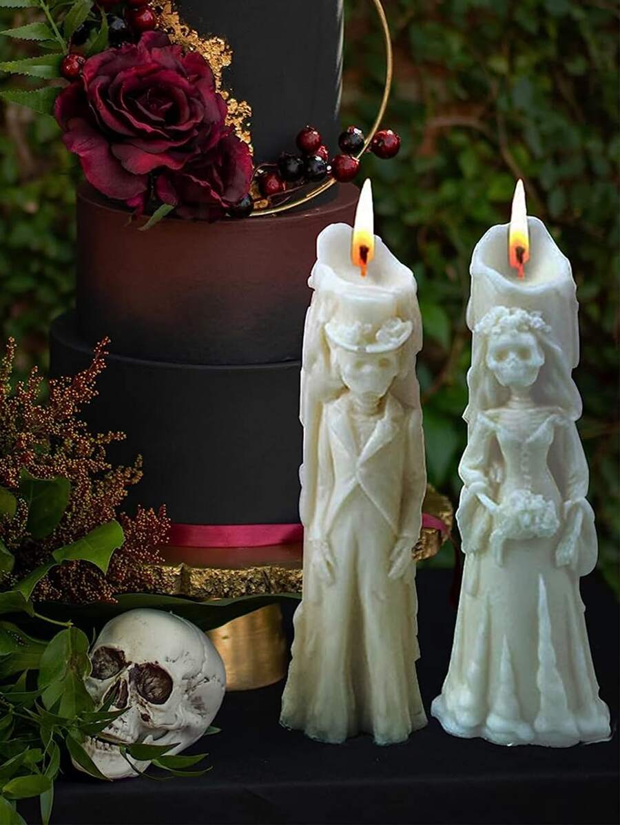 1pc Scary Candle Mold With Ghost Groom Theme For Halloween Party, Aromatic Candles Making, Diy Arts Decoration