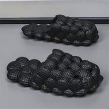 Couple's Fashionable Lychee Ball Slippers, Unisex Summer Slides - Black - View 2
