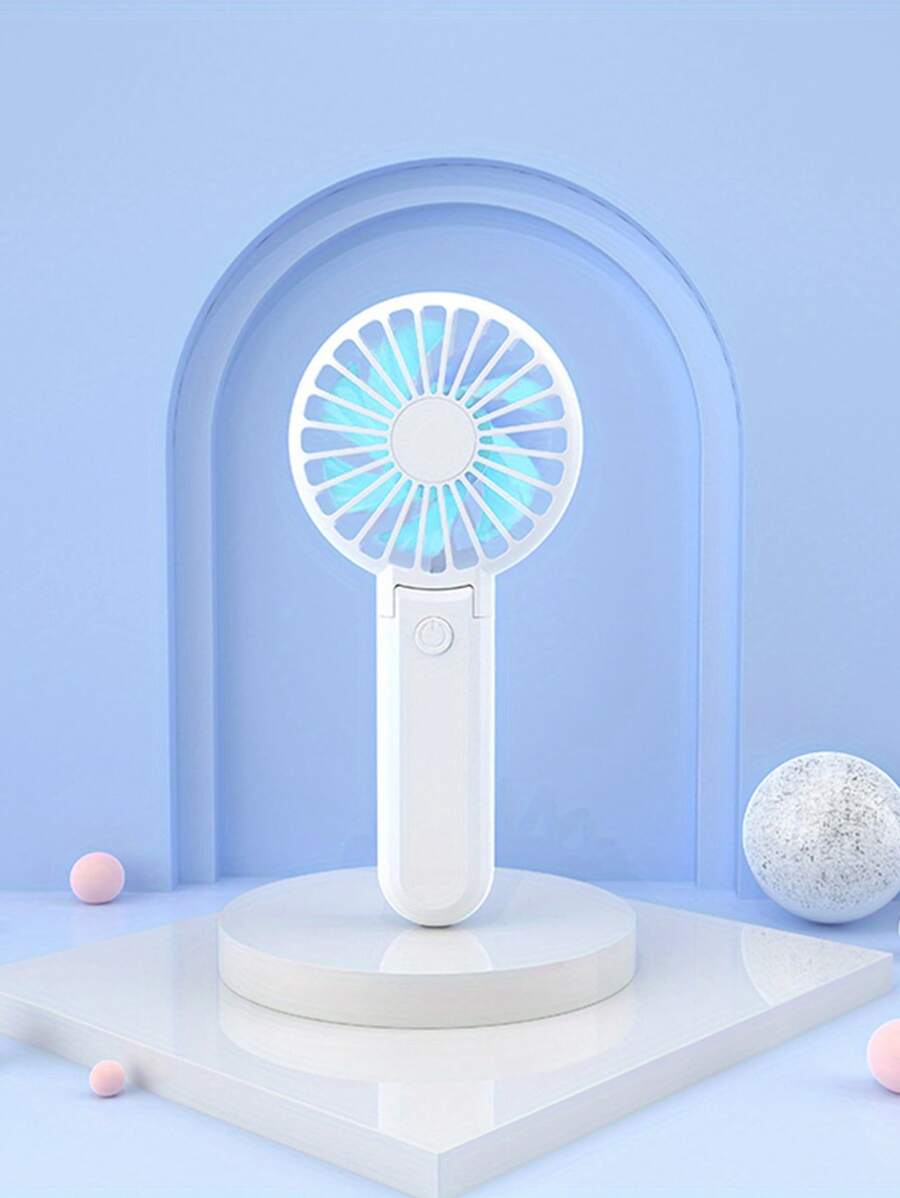 1 pieza Abanico ABS mini minimalista blanco plegable portátil de mano para casa - Blanco - Ver 1