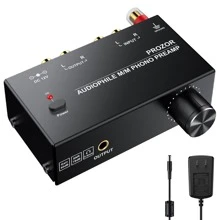 Phono preamplifier, Audiophile M/M Phono Preamp Preamplifier with Level Controls RCA Input & Output Interfaces - Black - View 9