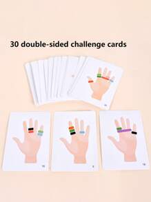 1 套早期学习思维训练玩具 - 带松紧带的环形套装、铃铛、30 张卡片、橡皮筋 - 彩色 - 查看 6