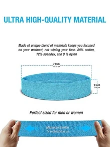 3入組吸濕排汗2腕帶和1髮箍透氣競技適用於籃球網球瑜伽汗適用於服飾和角色扮演 - 藍色 - 查看 3
