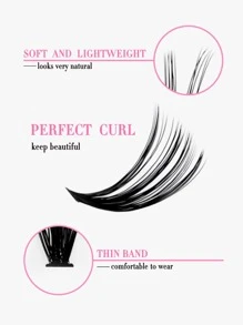 Miss Wink 40D+50D Synthetic Thick False Eyelashes, 12-16mm Mixed Length, 12 Rows 240 Pieces, Waterproof, Suitable For Daily Or Special Occasions - Black - View 4