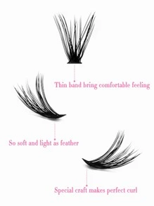 Miss Wink 40D+50D Synthetic Thick False Eyelashes, 12-16mm Mixed Length, 12 Rows 240 Pieces, Waterproof, Suitable For Daily Or Special Occasions - Black - View 5