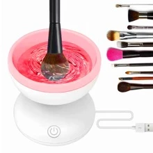 Electric Makeup Brush Cleaner Machine Electric Cosmetic Brush Cleaner Cosmetic Brushes Cleaner Cleanser Tool For Beauty Makeup Brush Set Liquid Foundation Contour Eyeshadow Blush Brush New Years Gift Travel Accessories - White - View 2
