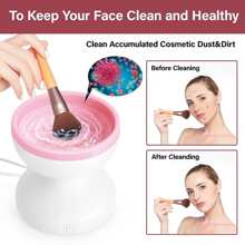 Electric Makeup Brush Cleaner Machine Electric Cosmetic Brush Cleaner Cosmetic Brushes Cleaner Cleanser Tool For Beauty Makeup Brush Set Liquid Foundation Contour Eyeshadow Blush Brush New Years Gift Travel Accessories - White - View 4