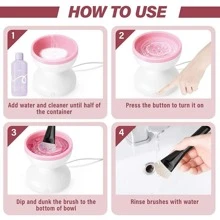 Electric Makeup Brush Cleaner Machine Electric Cosmetic Brush Cleaner Cosmetic Brushes Cleaner Cleanser Tool For Beauty Makeup Brush Set Liquid Foundation Contour Eyeshadow Blush Brush New Years Gift Travel Accessories - White - View 6