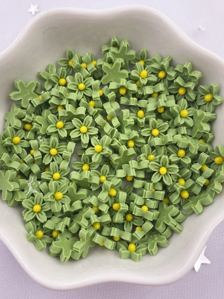 YUZNA – 50 Mini Fleurs En Résine – 7 Mm – Multicolores – Décoration Maison Poupée, Paysage Miniature, Nail Art, DIY
