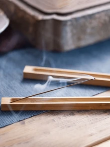 1pc Creative Incense Holder Bamboo Incense Board Incense Burner Gifts Birthday Graduation - Khaki - View 2