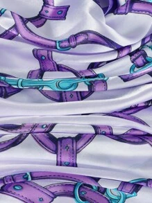 1入組85cm月光絲方巾，幾何印花項鍊飾口袋巾，髮帶，頭帶，時尚裝飾你的造型 - 淡紫色 - 查看 5