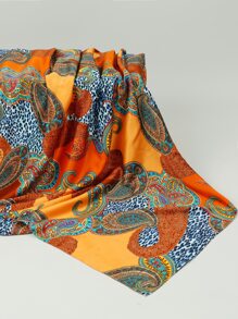 1 件月光丝链几何印花头巾围巾头巾、发带、头带非常适合装扮您的外观 - 橘色 - 查看 2