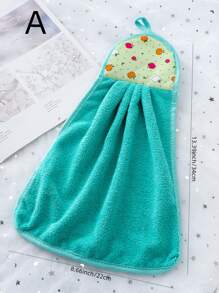 Coral Fleece Kitchen Cleaning Cloth, Bathroom Hand Dry Towel, Hanging Design (2 Packs)