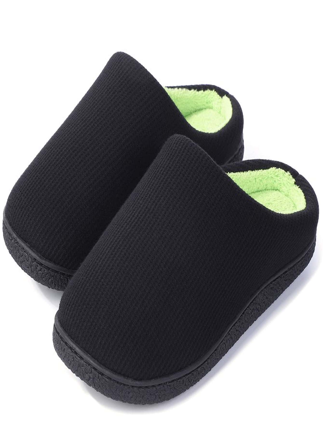 Women's Memory House Slippers Fuzzy Plush Lined Anti-Skid Slip On Bedroon Shoe  Ladies Slippers Indoor&Outdoor - 綠色 - 查看 1