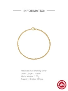 1PC 925 Sterling Silver Double Layer Bracelets For Women Beads 18K Gold Female Bracelets Bracelet Party Jewelry - Gold - View 2