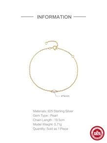 1入組925純銀圓形白色手鍊適合女士婚禮新娘簡約風手環派對禮物首飾類