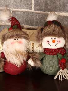 2入組雪人和老年人裝飾玩偶適用於聖誕,適用於窗戶展示,孩子們禮物和聖誕裝飾(手工產品,輕微不同)