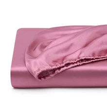 1pc Plain Satin Fitted Sheet, Silky-Like Soft Smooth Bottom Sheet For Bedroom - French Pink - View 6