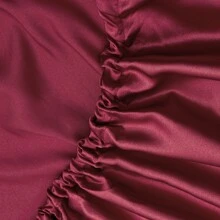 1pc Plain Satin Fitted Sheet, Silky-Like Soft Smooth Bottom Sheet For Bedroom - 酒紅色 - 查看 4