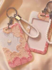 1入組花卉圖案徽章夾帶帶和創意便攜卡袖適用於學生和辦公室工人 - 彩色 - 查看 3