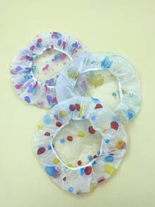 1pc Flower Pattern Waterproof Random Shower Cap, Clear Bath Cap For Bathroom - Multicolor - View 9