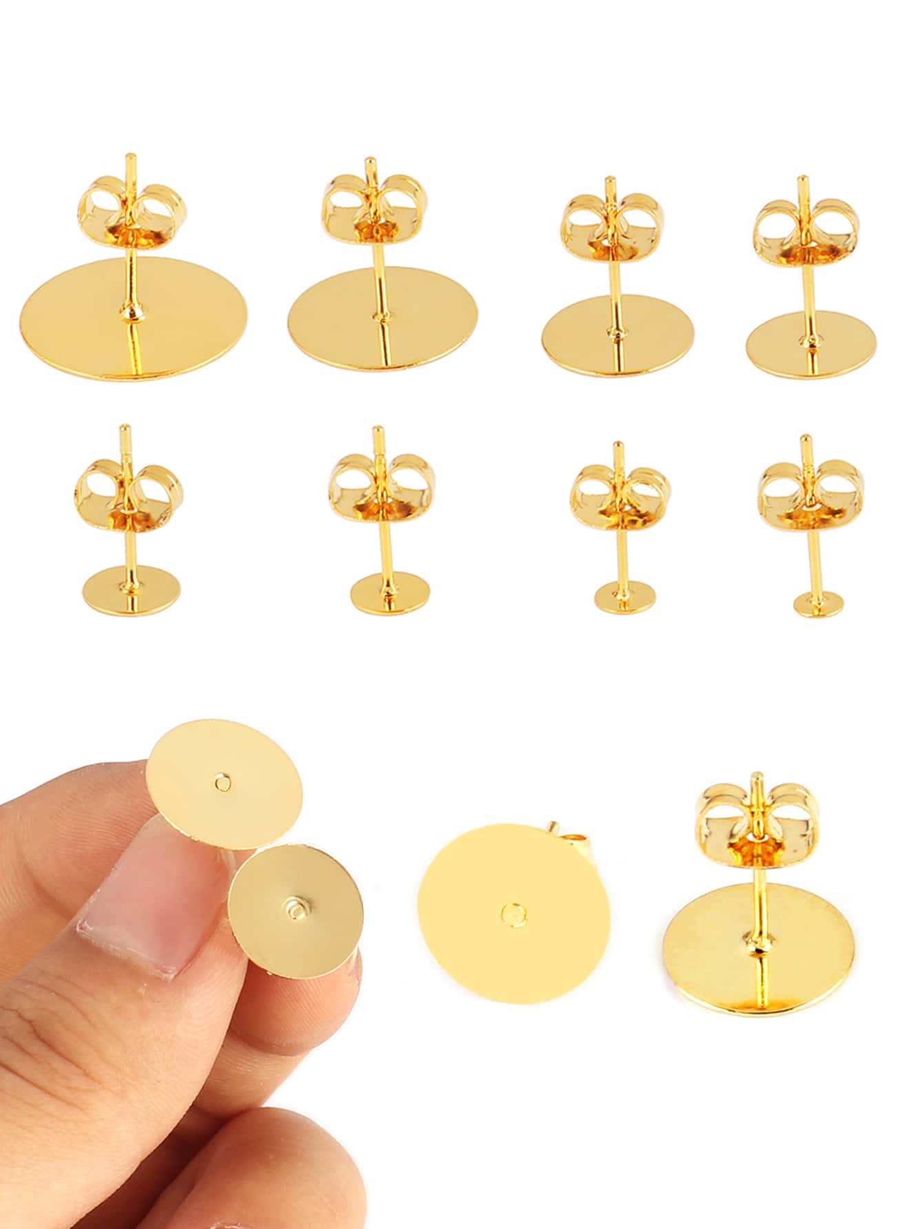 50-100 chiếc đinh tán khuyên tai bằng thép không gỉ có chốt cài kèm phụ kiện nút tai dùng để làm đồ trang sức DIY - Vàng - Xem 1